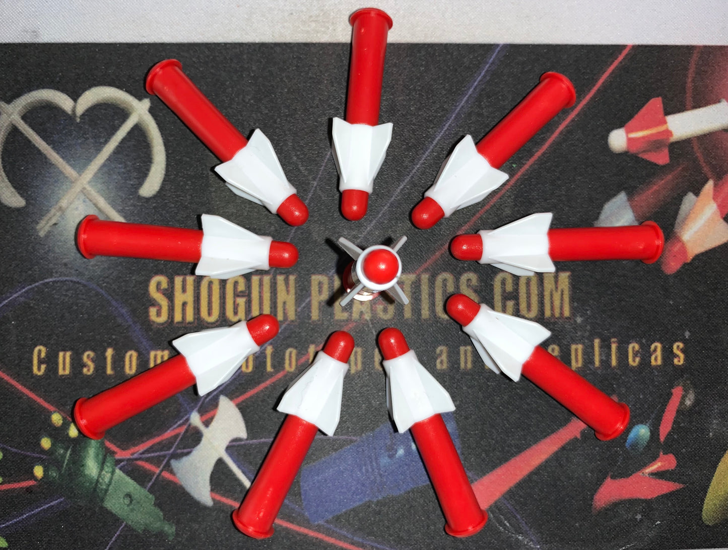 Shogun Warrior Red Missile with Long White Fin - Set of 10