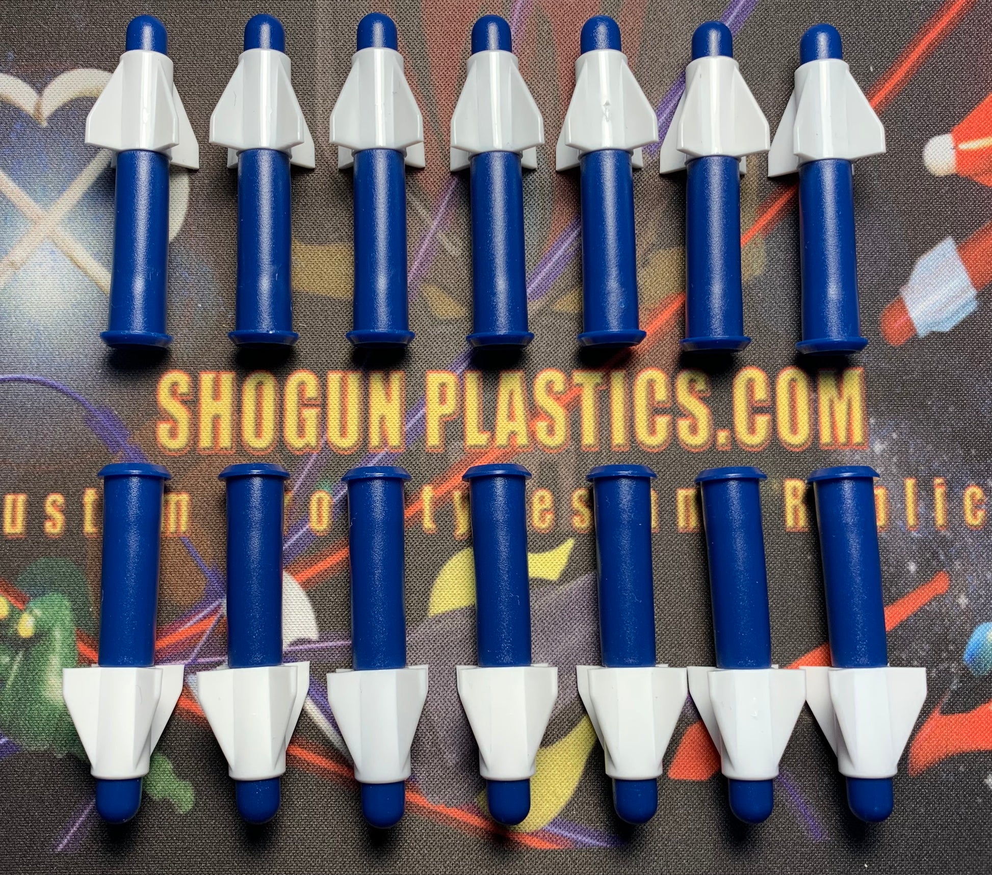 Blue Missiles with White V1 Fin - Set of 14 image 0